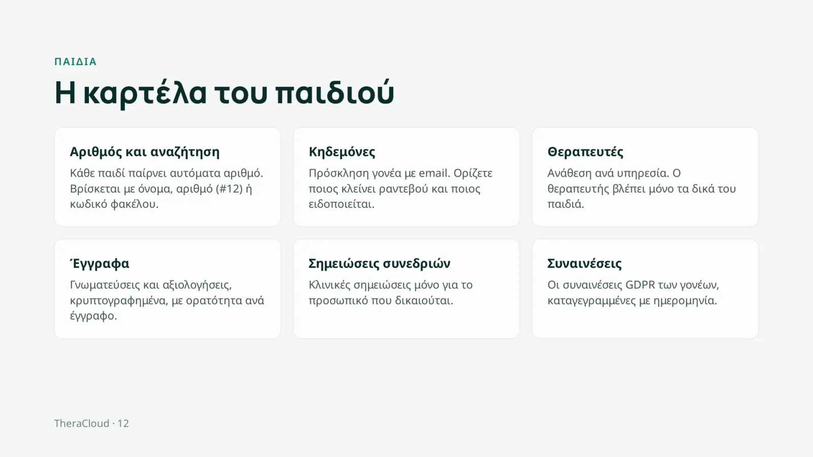 Διαφάνεια 12: Παιδιά — Η καρτέλα του παιδιού